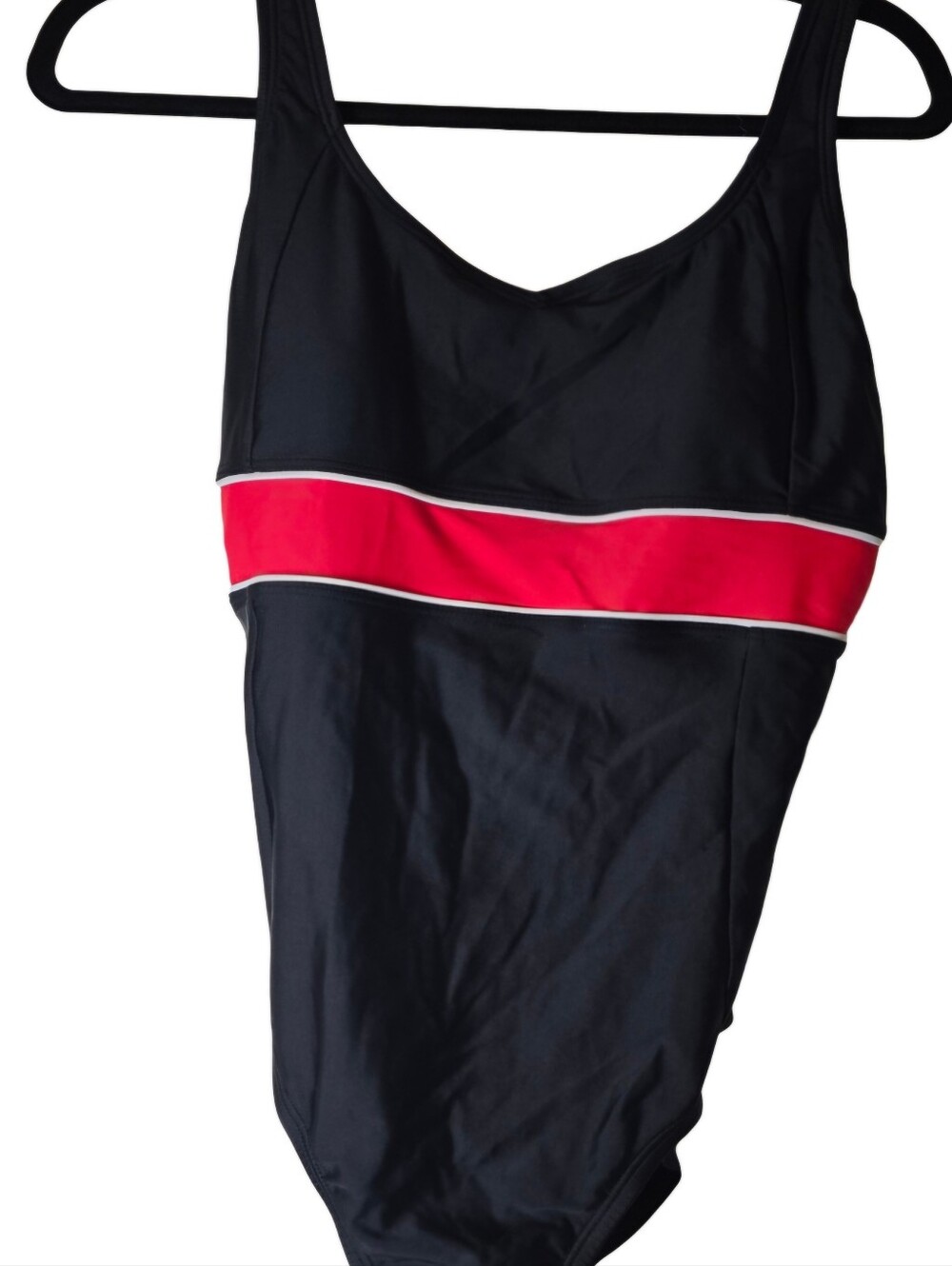 Speedo Black One-Piece Swimsuit with White Tag Detail